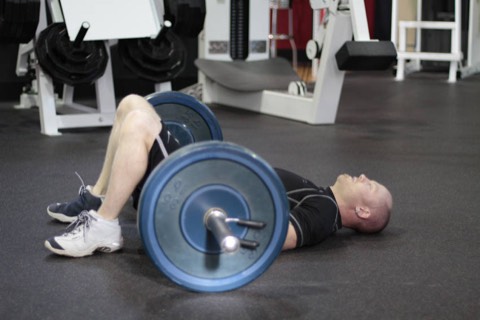 Barbell glute bridge: start position