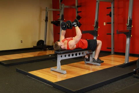 Dumbbell flyes: start position