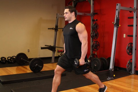 Dumbbell lunges: start position
