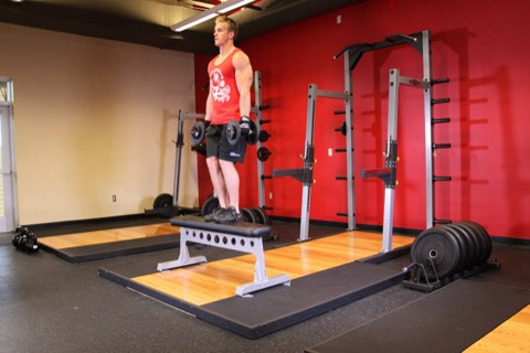 Dumbbell step-ups: start position