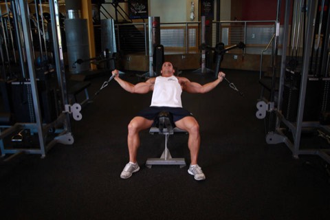 Incline cable flye: start position
