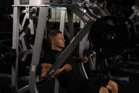 Decline chest press machine: start position