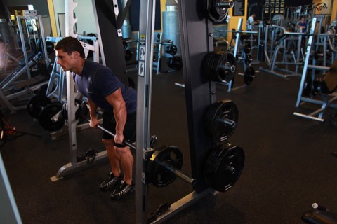 Smith machine row: start position