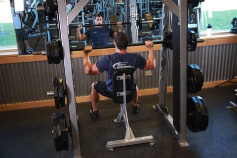 Smith machine shoulder press: start position