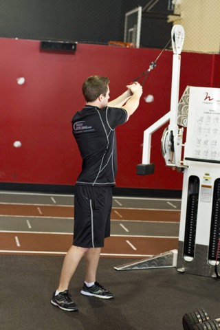 Cable wood chop: start position
