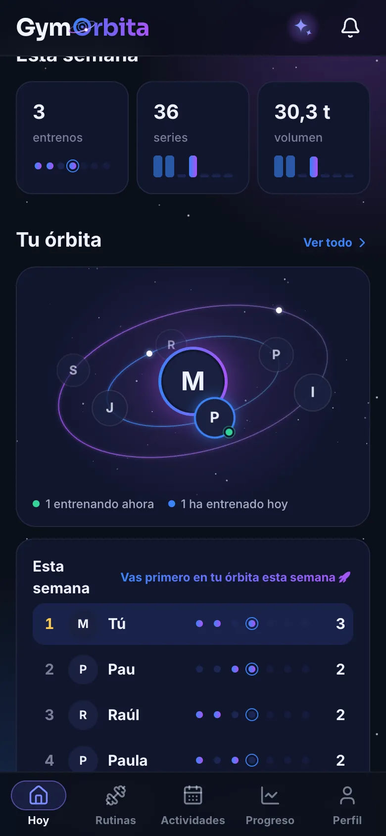 Tu órbita con la gente del gimnasio