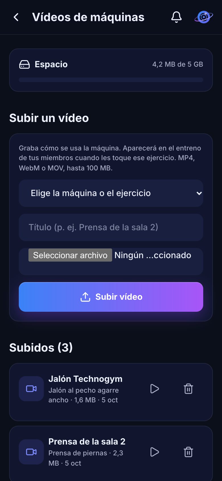 Vídeos de las máquinas del gimnasio